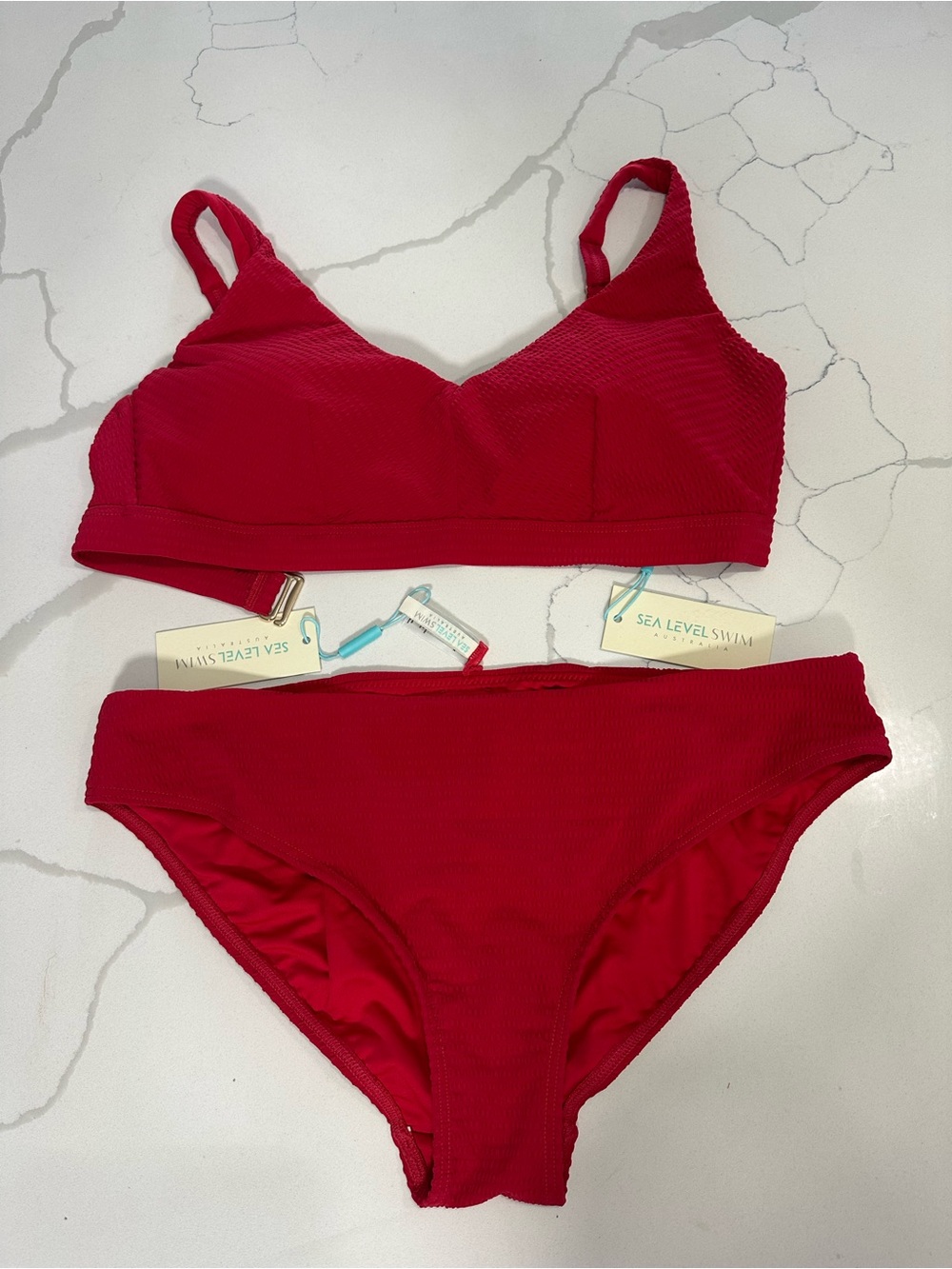 Sea Level Swim Women’s Red Ribbed Bikini Set